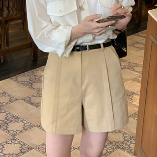 5/8 length pleated cotton shorts (2c)
