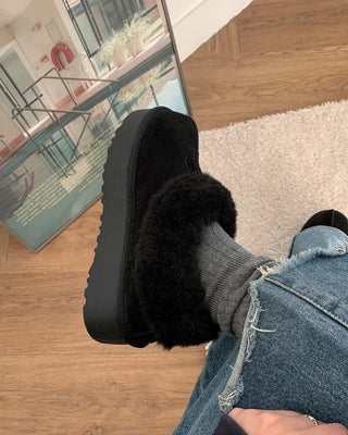 Platform warm sheepskin boots