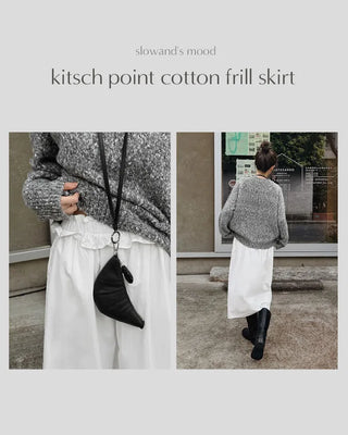 Cotton frill midi skirt