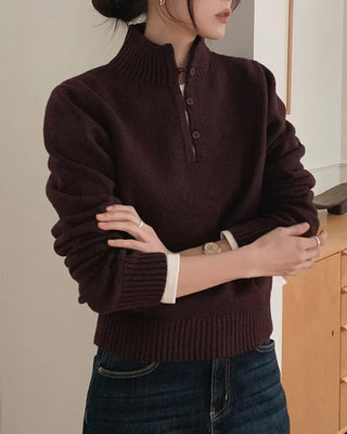 Half-button collar knit