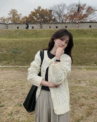 Cable knit cardigan