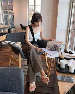 Cargo wide cotton pants