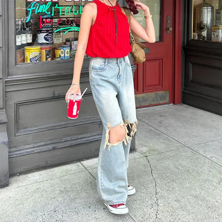 Vintage wide-leg denim pants