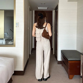 Wrinkle top and pants set