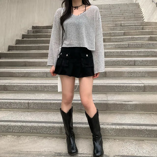 V-neck sheer summer knit