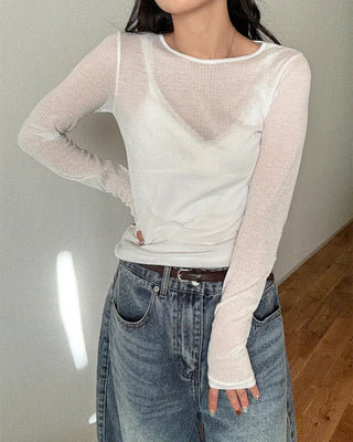 Sheer long-sleeve T-shirt