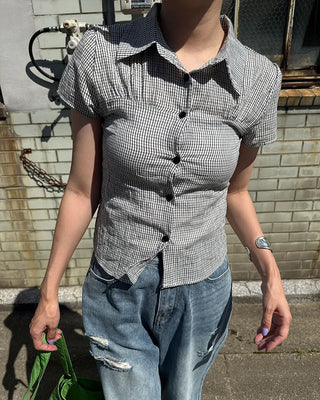 Slim-fit check short-sleeve shirt