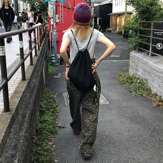 Unique leopard print wide-leg pants