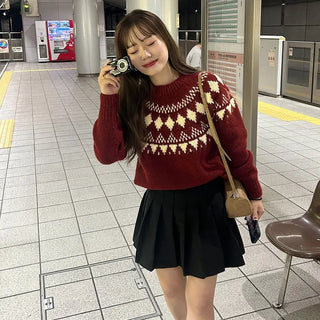 Round neck jacquard knit