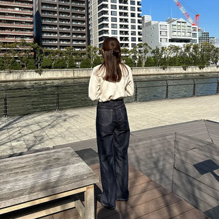 Stitched denim pants