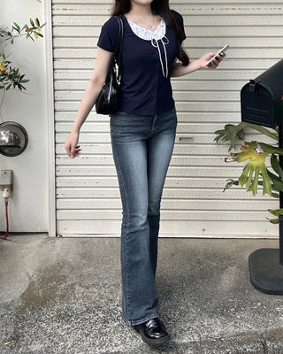 Slim bootcut denim pants