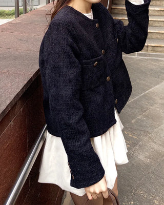 Gold button round tweed jacket