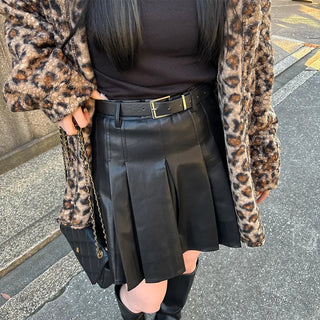 Faux leather pleated mini skirt