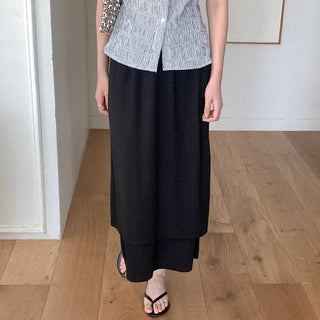 Wrinkle Layered Long Skirt