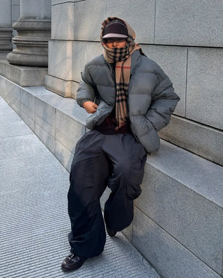 Eco-leather oversized padded jacket