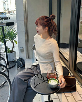 Slit Button Rib Knit