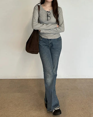 Basic Crew Neck Long-Sleeve T-Shirt