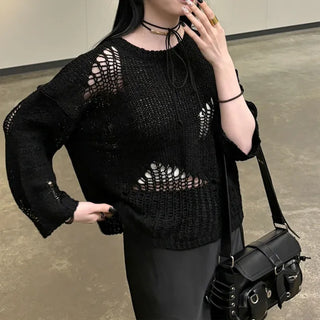 Damaged perforated knit