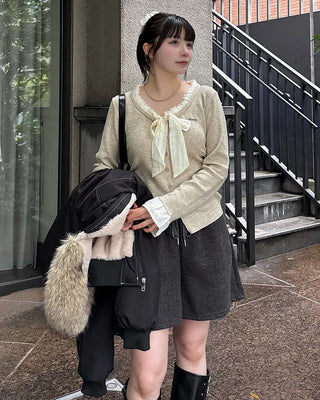 String knit shorts