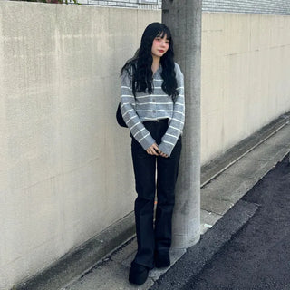 Flared indigo denim