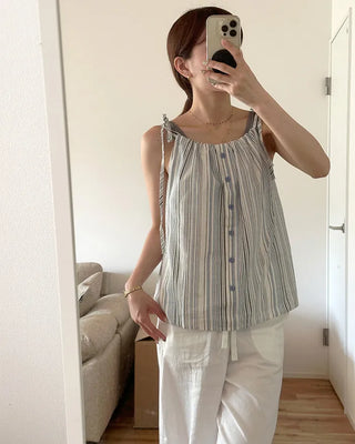 Striped button blouse