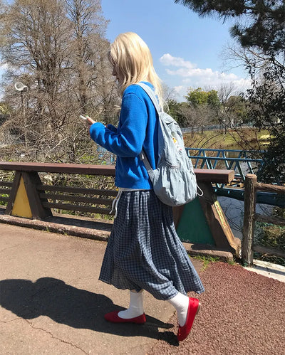 Vintage check midi skirt