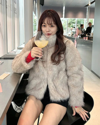 High-neck fur jacket