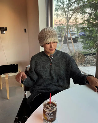 Henley neck stitch knit