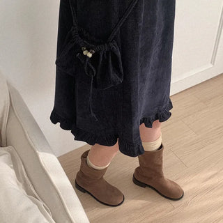 Suede mid-calf boots