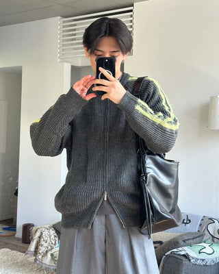 Sleeve Line Double Zip Knit