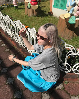 Shirred cotton midi skirt