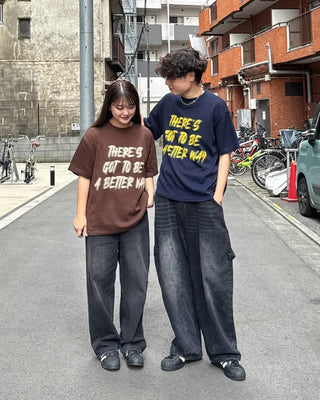 (Unisex) Marker Lettering Knit Half T-Shirt