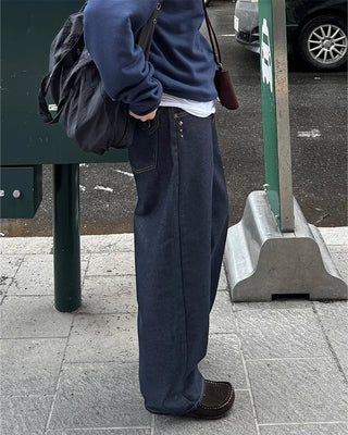 Studded pocket balloon denim pants
