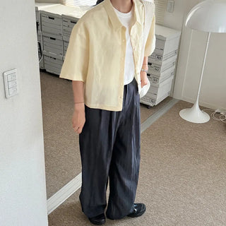 Pocket Linen Half-Sleeve Shirt