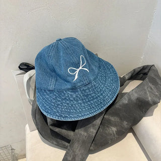 Ribbon Stitch Denim Cap