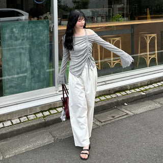 Asymmetrical Shirring T-Shirt