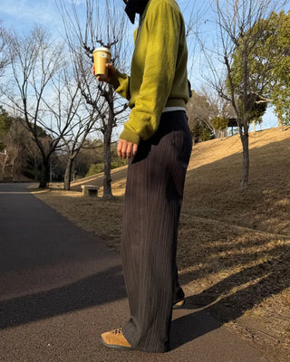 Striped denim pants