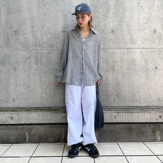 Unisex seersucker check shirt