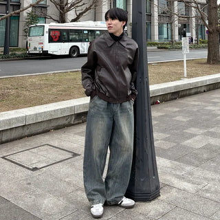 (Unisex) Banding Washed Denim Pants