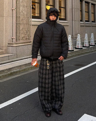 Big check wide pants
