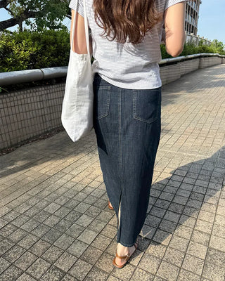 I-line denim skirt