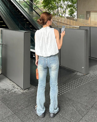 Neck shirring blouse