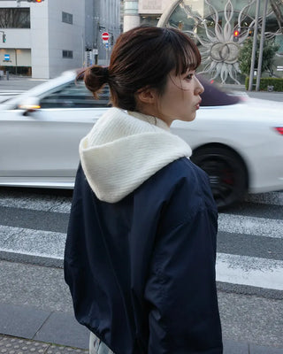 Knitted wrap hooded scarf