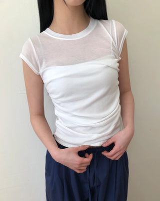 Side-shirred T-shirt