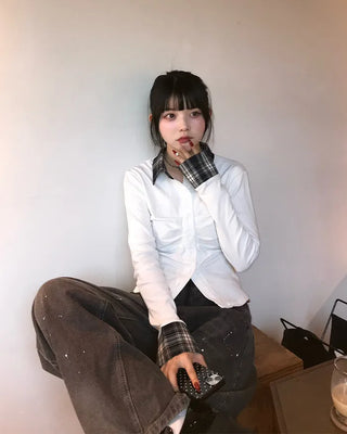 Painted balloon denim pants