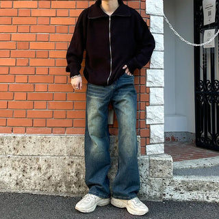 Vintage wide-leg denim pants