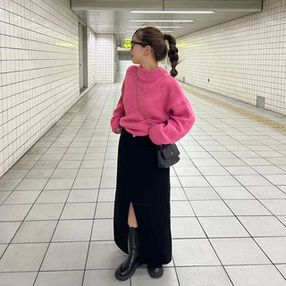 Front slit long skirt