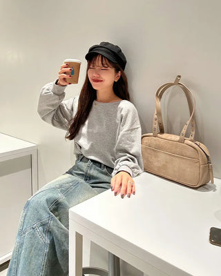 Suede Square Shoulder Bag
