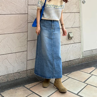 Denim long skirt