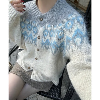 Round neck Nordic cardigan